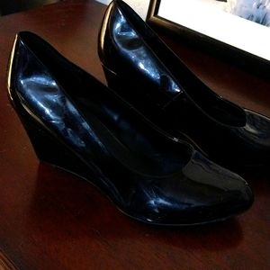 Patent leather wedged heels sz 7.5